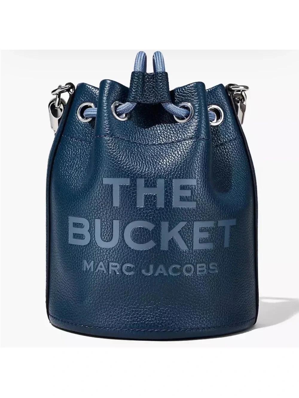 Marc Jacobs The Bucket Bag – Blue Pebbled Leather | Rope Handle | Crossbody
